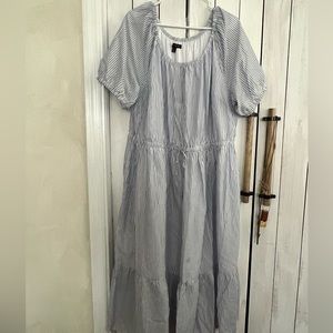 Blue White Pin Stripe Lane Bryant Dress